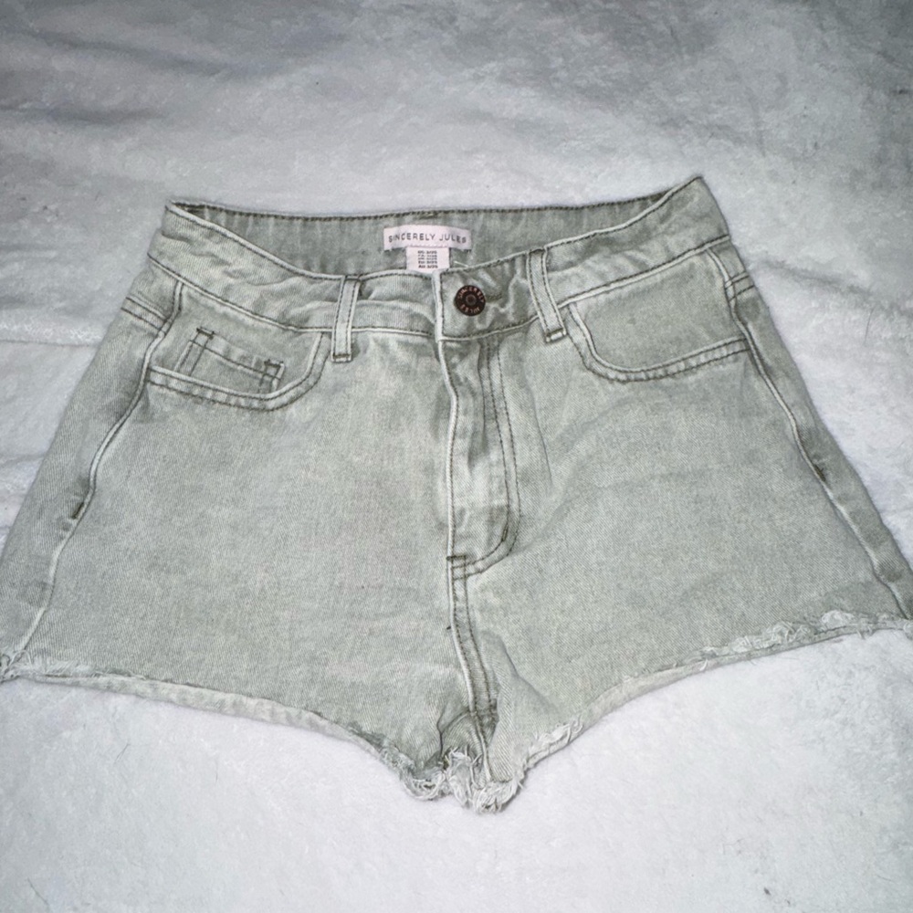 Sincerely Jules Light Green Denim Shorts